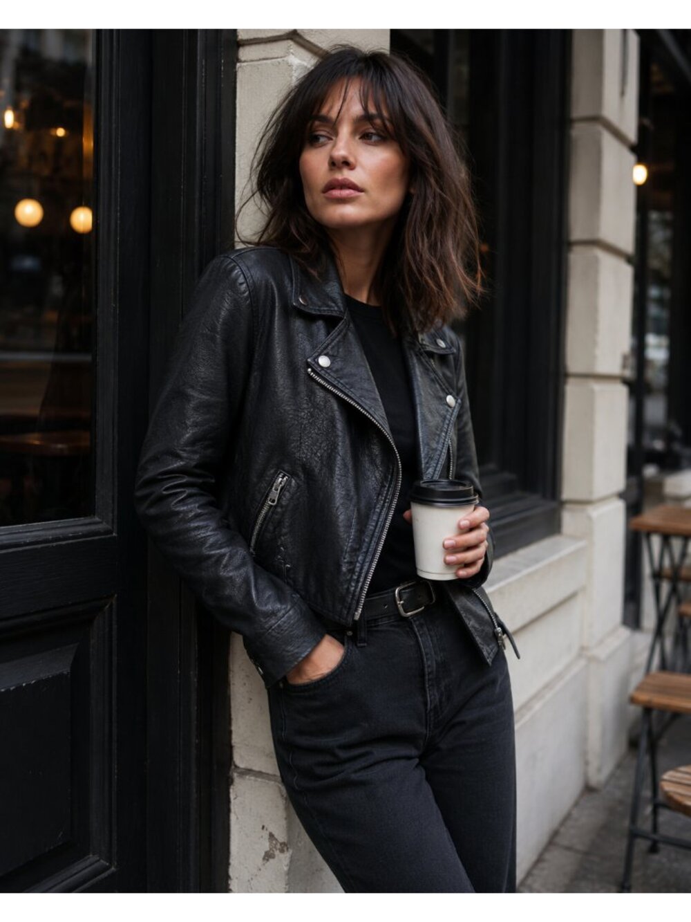 Madewell The Washed Leather Motorcycle Jacket in True Black Xl Lamb Leather - Picture 1 of 7